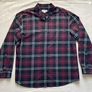 Orvis Mens Long Sleeve Button Down Shirt Size XL Black Maroon Plaid